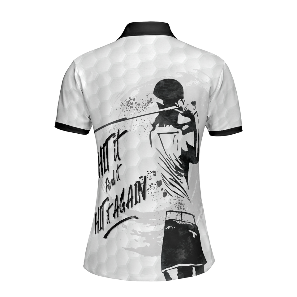 Personalized Women's Golf Shirt Polo - Black And White Short Sleeve Golf