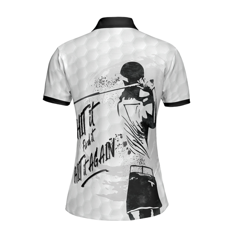 Personalized Women's Golf Shirt Polo - Black And White Short Sleeve Golf