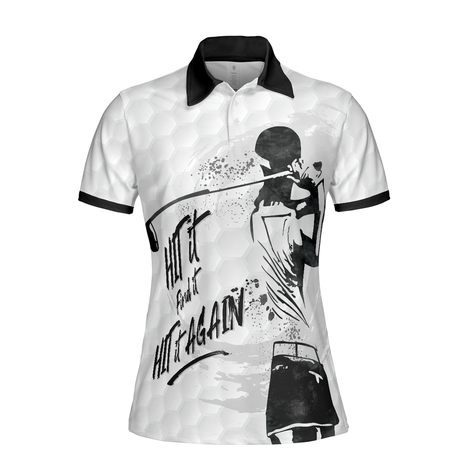 Personalized Women's Golf Shirt Polo - Black And White Short Sleeve Golf