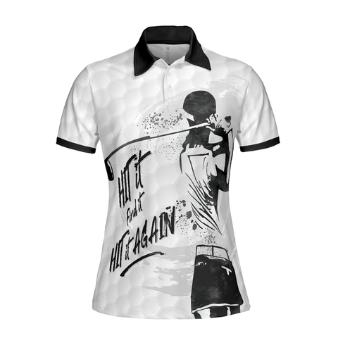 Personalized Women's Golf Shirt Polo - Black And White Short Sleeve Golf