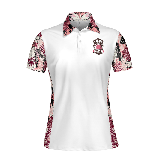Personalized Women's Golf Shirt Polo - I Golf Like A Girl Try To Keep Up Flower Seamless
