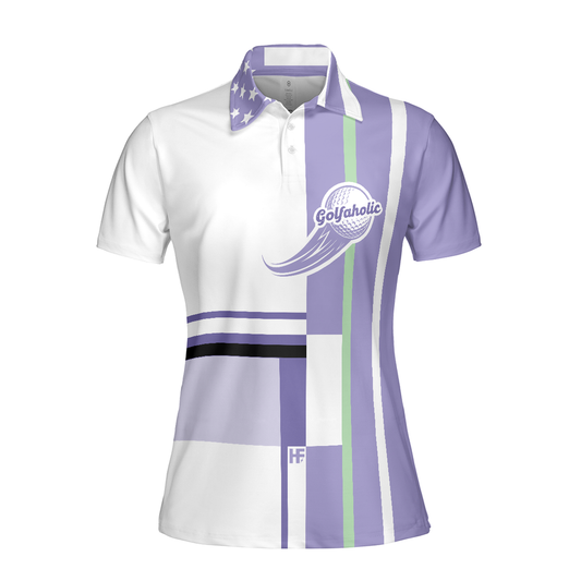 Personalized Women's Golf Shirt Polo - I Golf Like A Girl Try To Keep Up Lavender Sleeve Golf