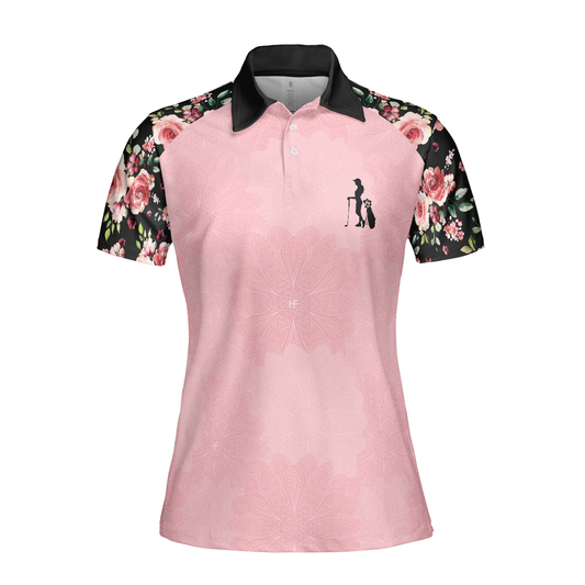 Personalized Women's Golf Shirt Polo - Elegant Flower Pattern Golf Short Sleeve
