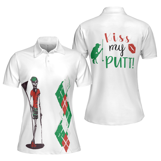 Personalized Women's Golf Shirt Polo - Kiss My Putt Golf Short Sleeve