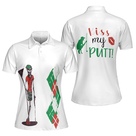 Personalized Women's Golf Shirt Polo - Kiss My Putt Golf Short Sleeve