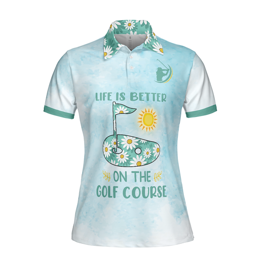 Personalized Women's Golf Shirt Polo - Life Is Better On The Golf Course Light Blue Tie Dye