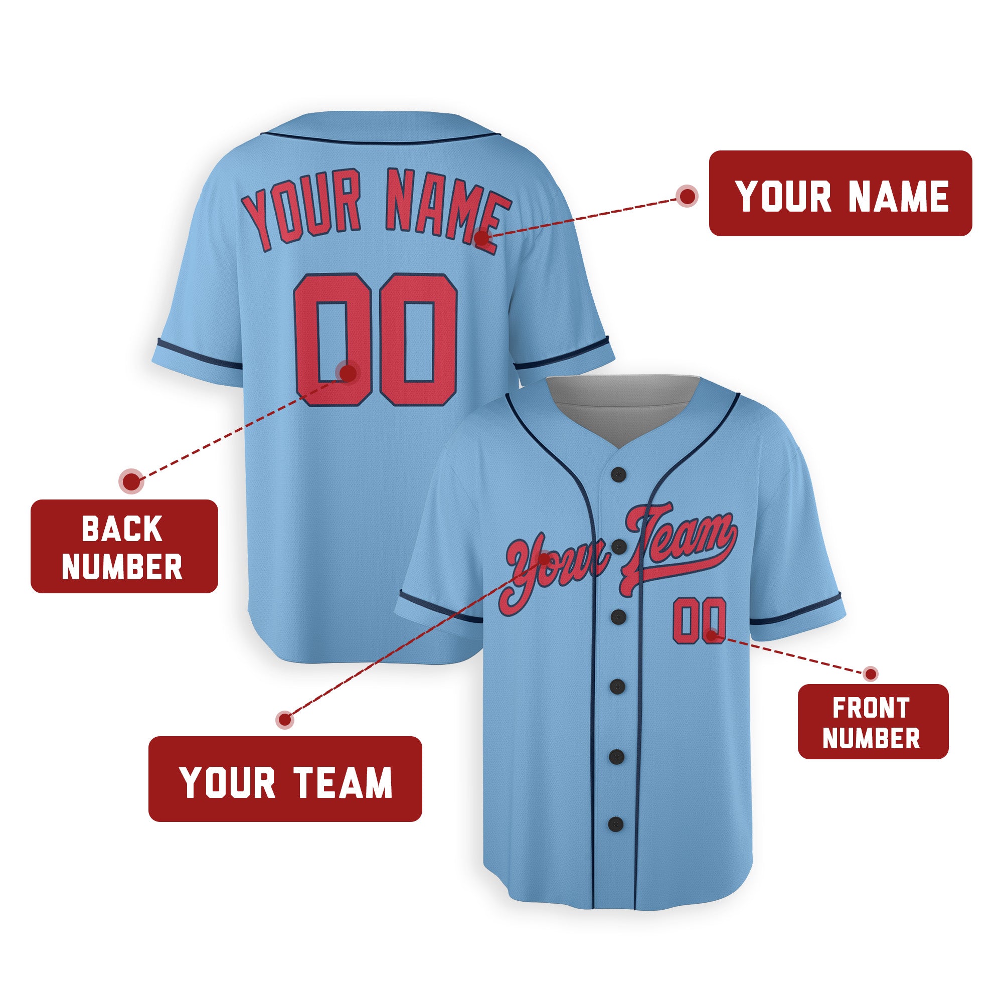 Personalized Minnesota Fan Light Blue Baseball Jersey – Heritage Style Custom Name & Number
