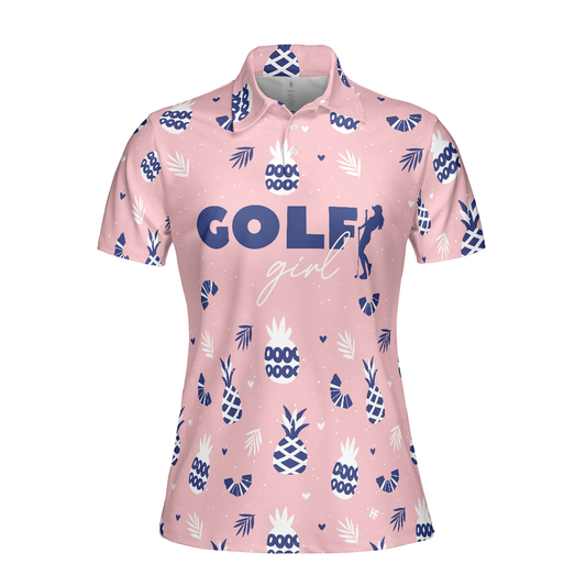 Personalized Women's Golf Shirt Polo - Golf Girl Summer Pattern Pink Short Golf For Ladies