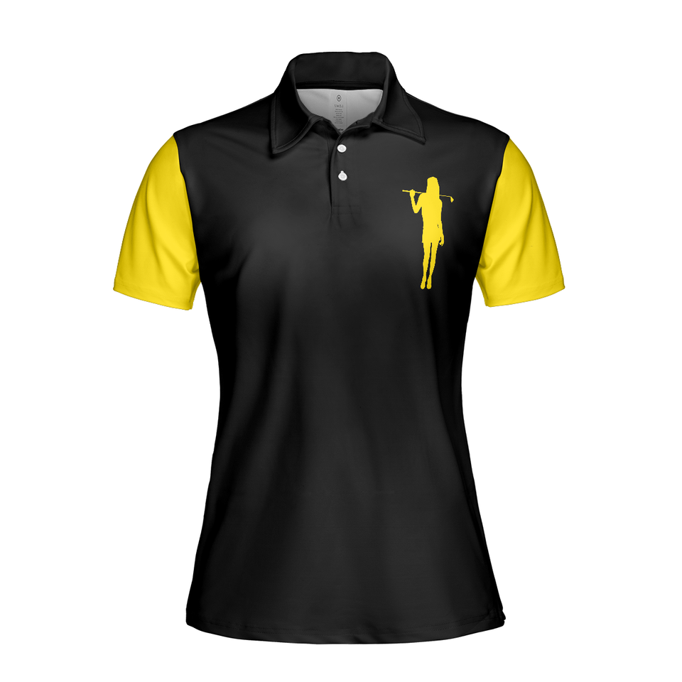 Personalized Women's Golf Shirt Polo - Definition Of Golf Girl Black And Yellow