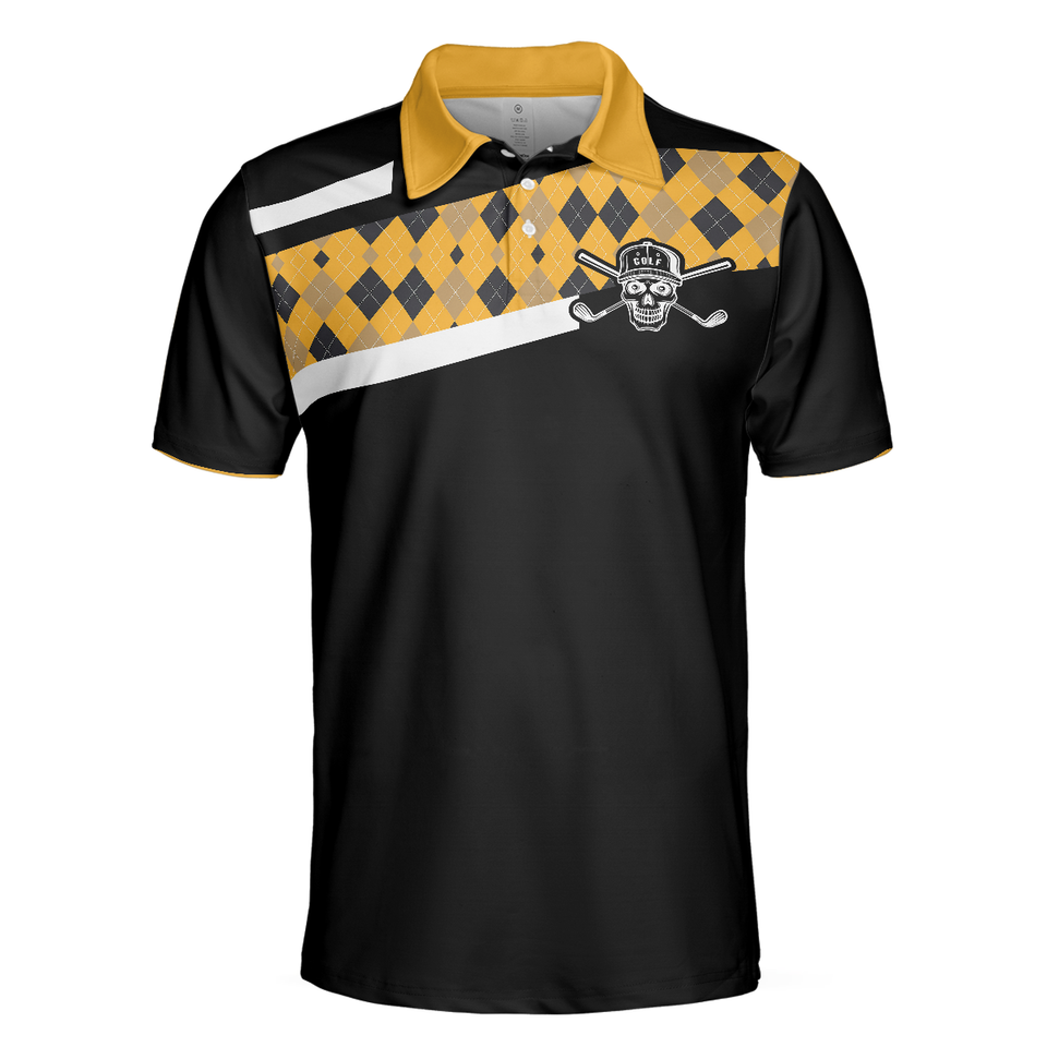 Personalized Men's Golf Shirt Polo - Disc Golf And Beer Happiness Yellow Plaid Funny Gift