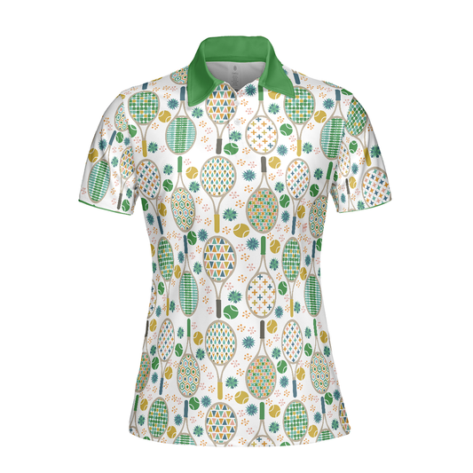 Personalized Women's Golf Shirt Polo - Tennis Pattern Short Sleeve Golf For Ladies