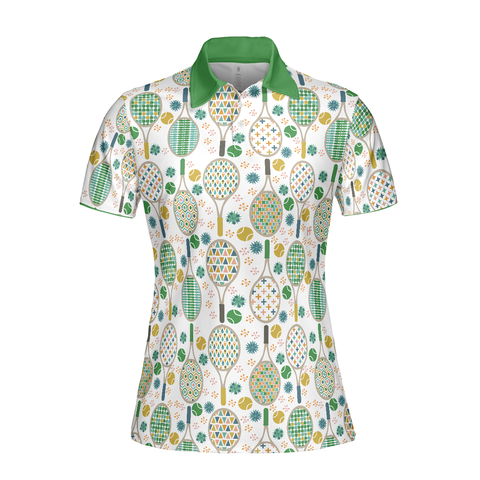 Personalized Women's Golf Shirt Polo - Tennis Pattern Short Sleeve Golf For Ladies
