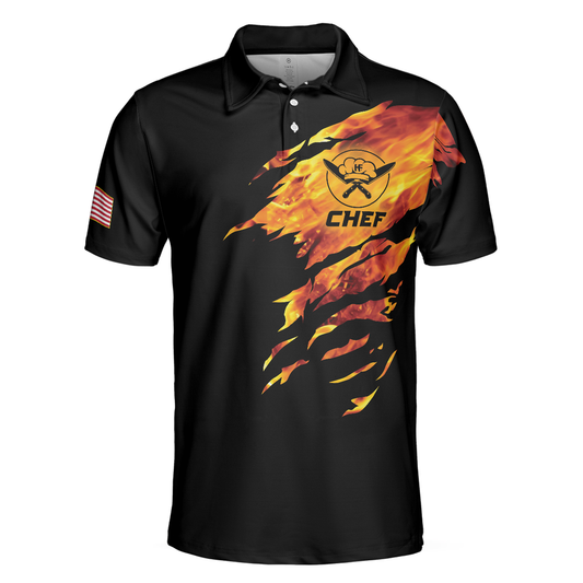 Personalized Men's Golf Shirt Polo - Chef Skull Disc Golf Short Sleeve