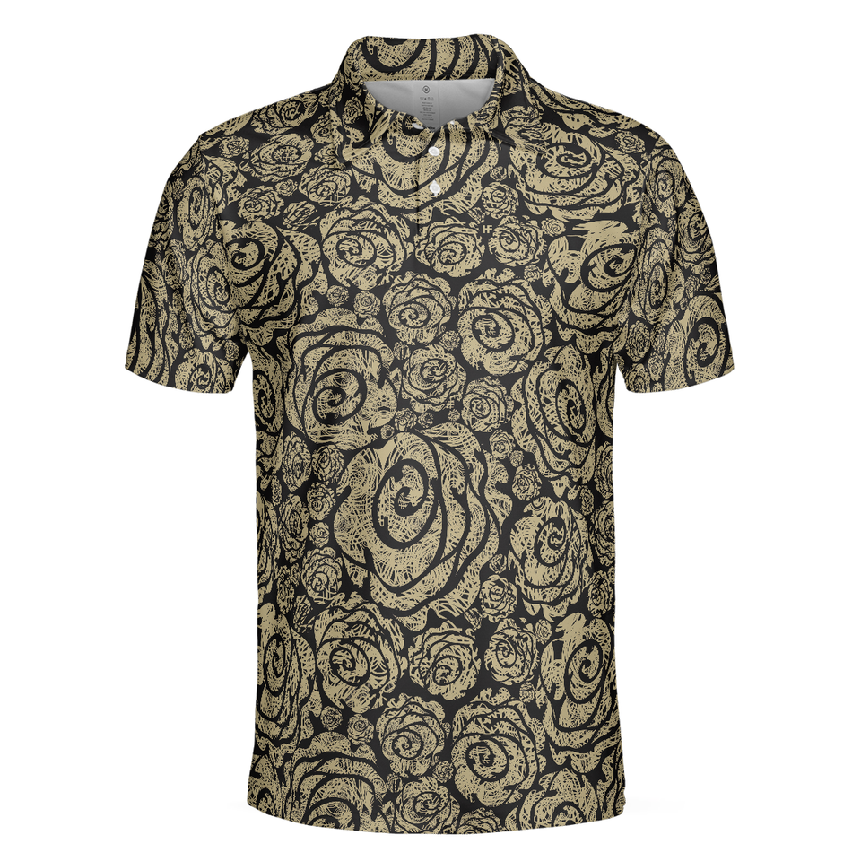 Personalized Men's Golf Shirt Polo - Cool Roses Graphic Flower Lovers Golf