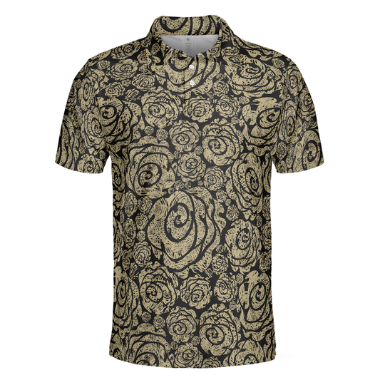 Personalized Men's Golf Shirt Polo - Cool Roses Graphic Flower Lovers Golf