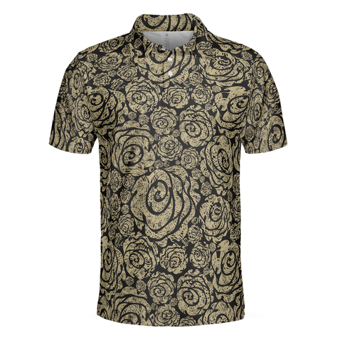 Personalized Men's Golf Shirt Polo - Cool Roses Graphic Flower Lovers Golf