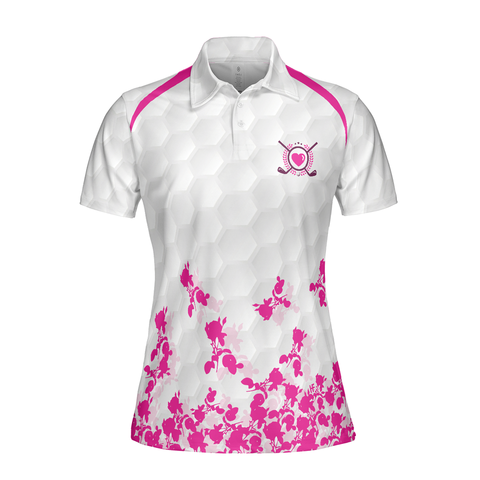 Personalized Women's Golf Shirt Polo - Funny Pink Rose Golf Gift