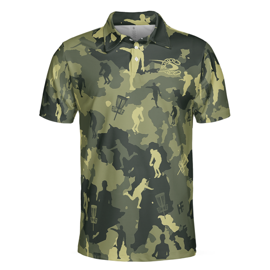 Personalized Men's Golf Shirt Polo - Camouflage Texture Disc Golf Short Sleeve Best Gift