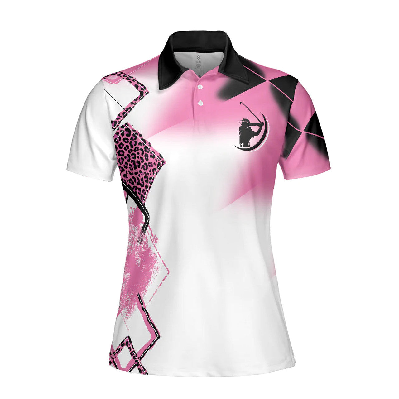 Personalized Women's Golf Shirt Polo - Pink Leopard Argyle Pattern I'M A Golf Girl Much Golf