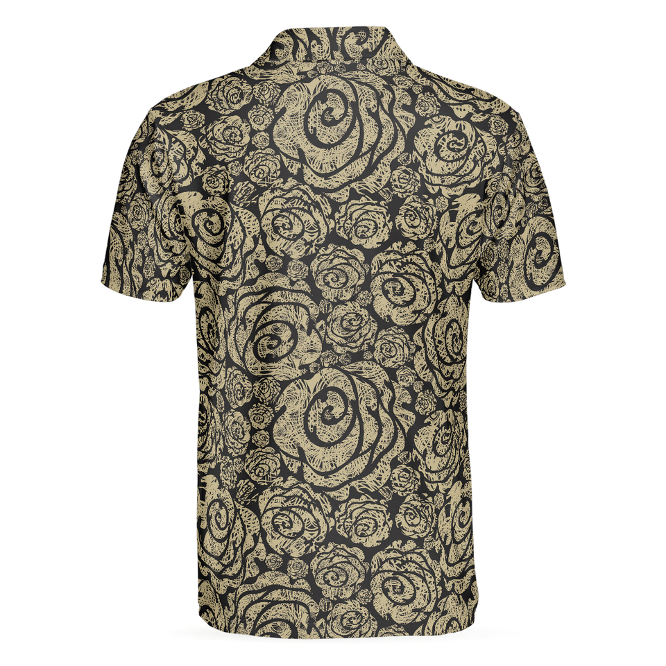 Personalized Men's Golf Shirt Polo - Cool Roses Graphic Flower Lovers Golf