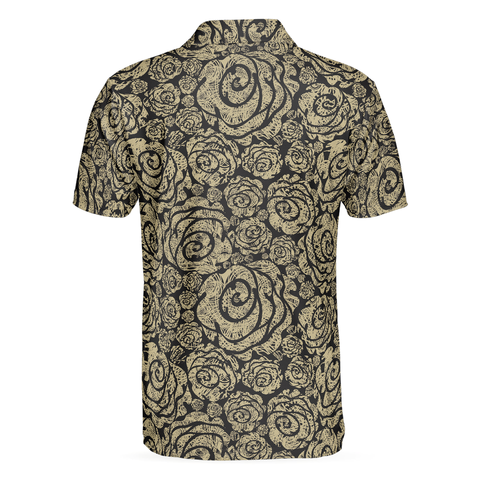 Personalized Men's Golf Shirt Polo - Cool Roses Graphic Flower Lovers Golf