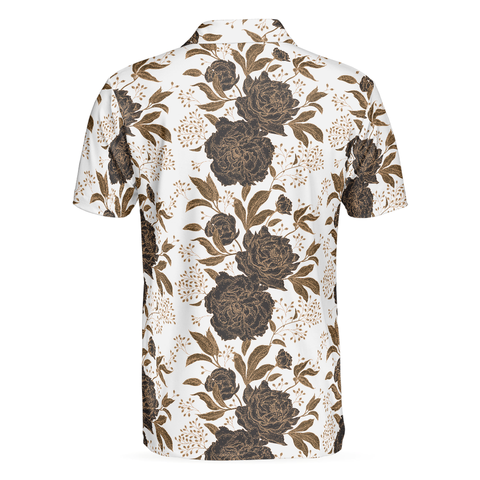 Personalized Men's Golf Shirt Polo - Vintage Peonies And Roses Pattern Best Gift Golf