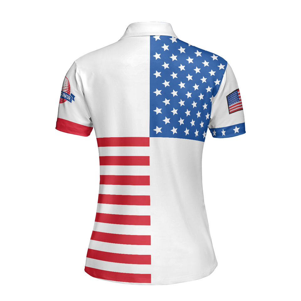 Personalized Women's Golf Shirt Polo - American Flag Golf Unique Gift For Ladies And Golfers