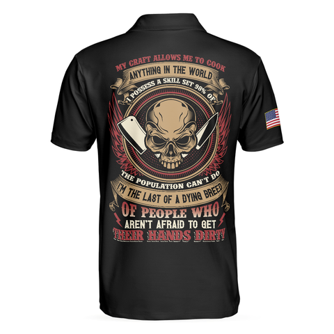 Personalized Men's Golf Shirt Polo - Chef Skull Disc Golf Short Sleeve