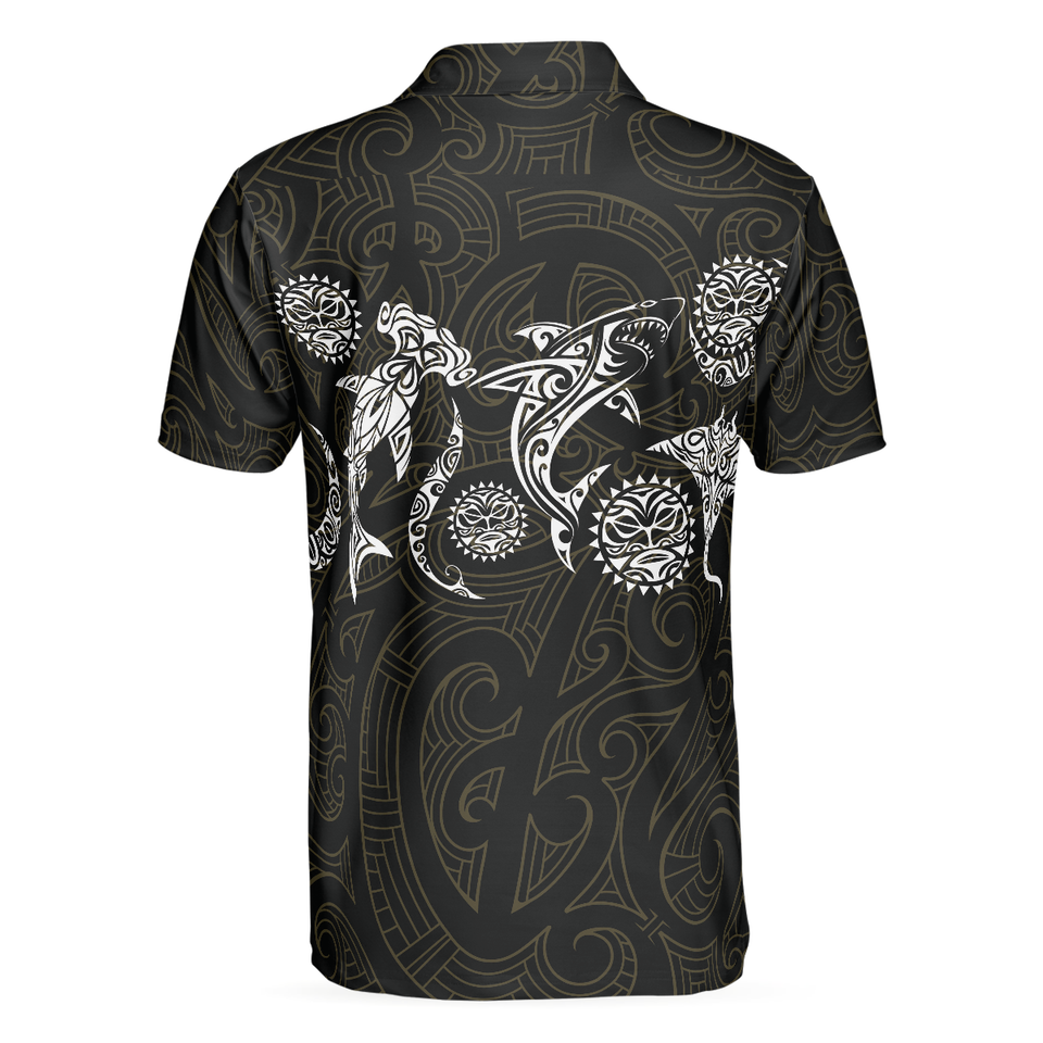 Personalized Men's Golf Shirt Polo - Elegant Polynesian Pattern Short Sleeve Golf Gift