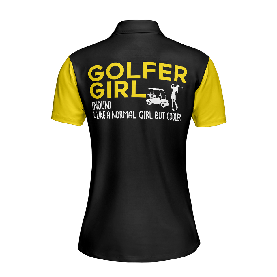 Personalized Women's Golf Shirt Polo - Definition Of Golf Girl Black And Yellow