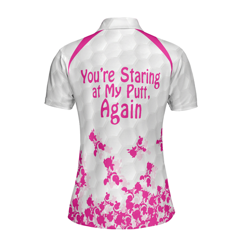 Personalized Women's Golf Shirt Polo - Funny Pink Rose Golf Gift