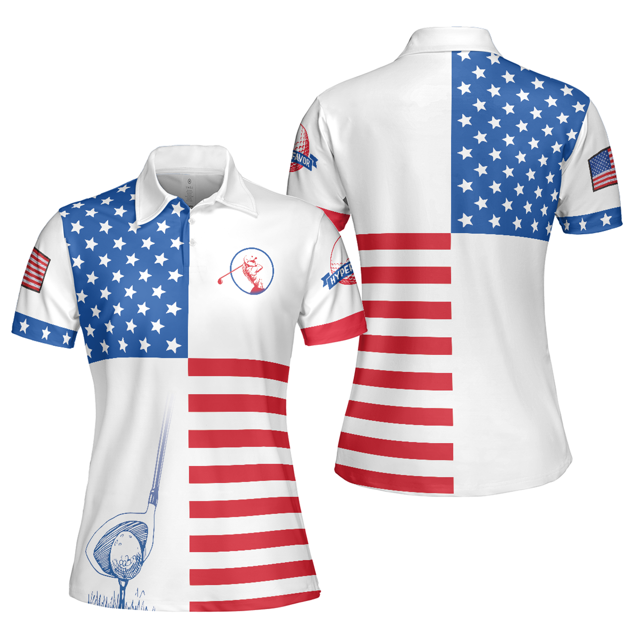 Personalized Women's Golf Shirt Polo - American Flag Golf Unique Gift For Ladies And Golfers