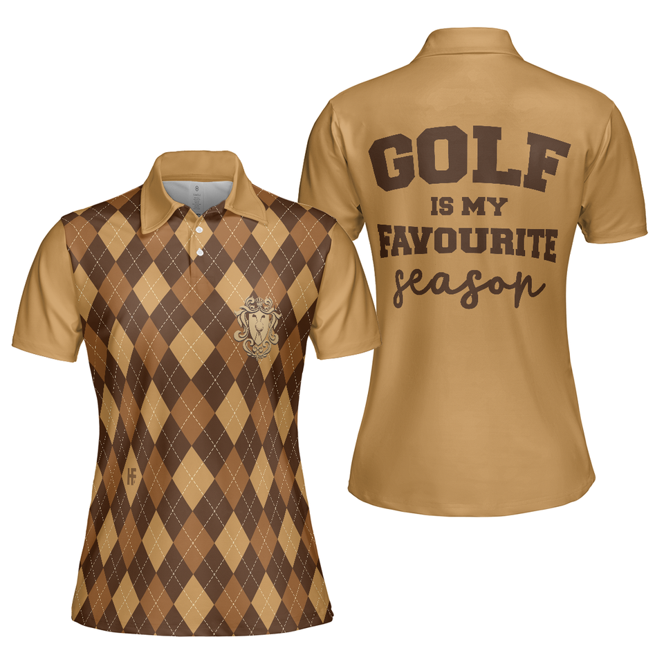 Personalized Women's Golf Shirt Polo - Golf Is My Favourite Season Argyle Pattern For Ladies