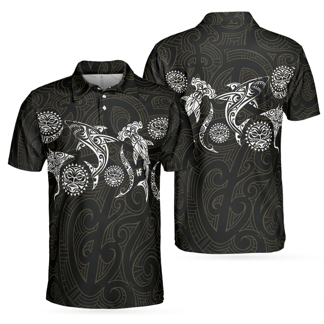 Personalized Men's Golf Shirt Polo - Elegant Polynesian Pattern Short Sleeve Golf Gift