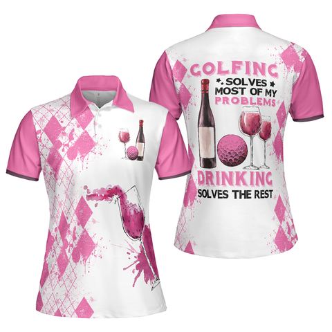Personalized Women's Golf Shirt Polo - Golfing And Drinking Best Gift For Lady Golfer