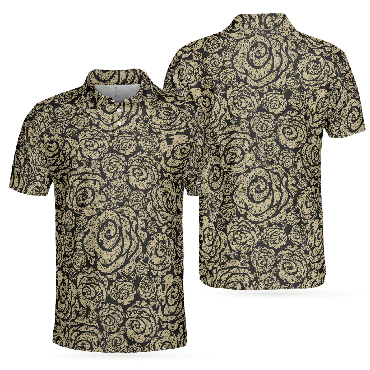 Personalized Men's Golf Shirt Polo - Cool Roses Graphic Flower Lovers Golf