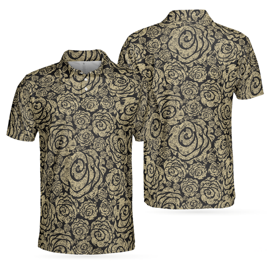 Personalized Men's Golf Shirt Polo - Cool Roses Graphic Flower Lovers Golf
