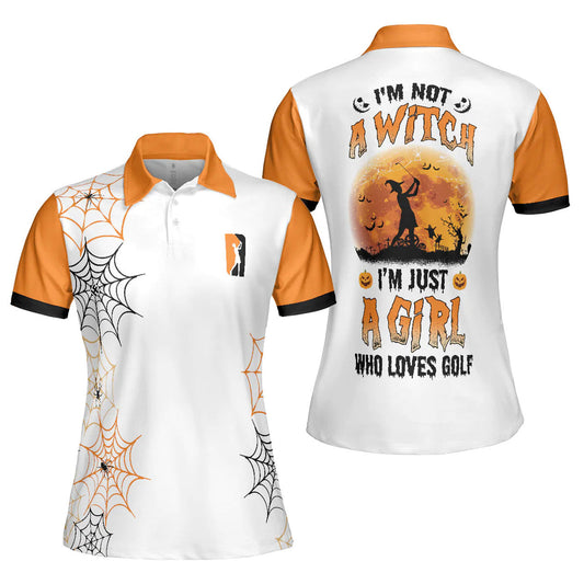Personalized Women's Golf Shirt Polo - Witch Halloween Just A Girl Who Loves Golf Not A