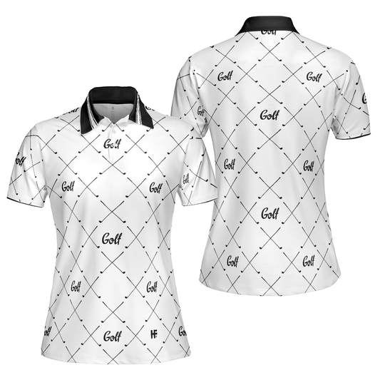 Personalized Women's Golf Shirt Polo - Golf For Ladies With Simple Golf Clubs Pattern