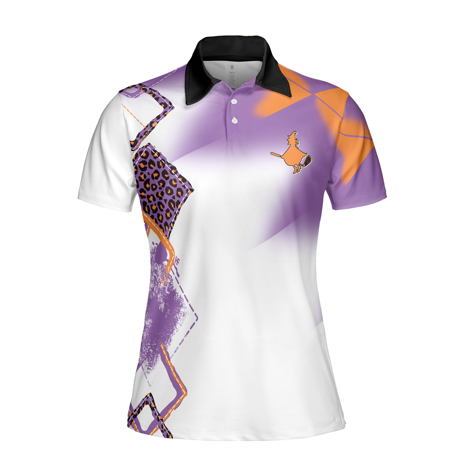 Personalized Women's Golf Shirt Polo - My Broom Broke So Now I Golf Funny Halloween Short