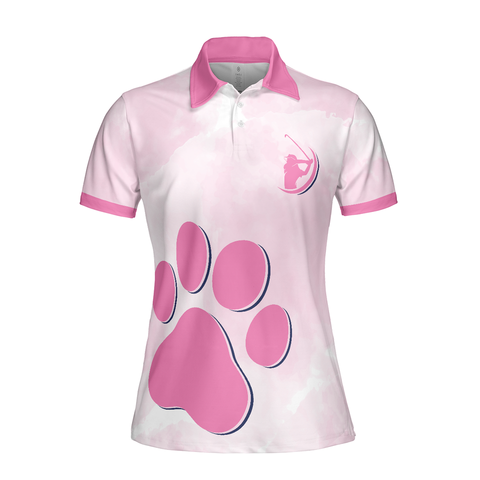 Personalized Women's Golf Shirt Polo - Never A Cat Mom Pink Paw Golf Gift For Cat Lovers
