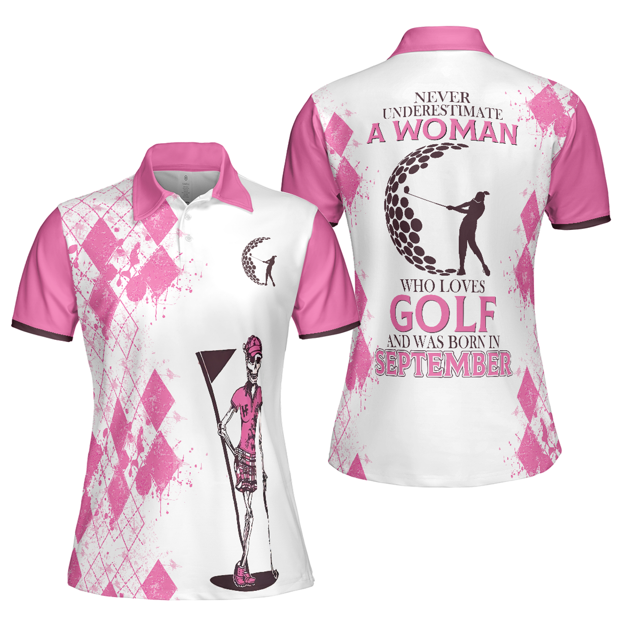 Personalized Women's Golf Shirt Polo - Never Underestimate A Who Loves Golf Born In September