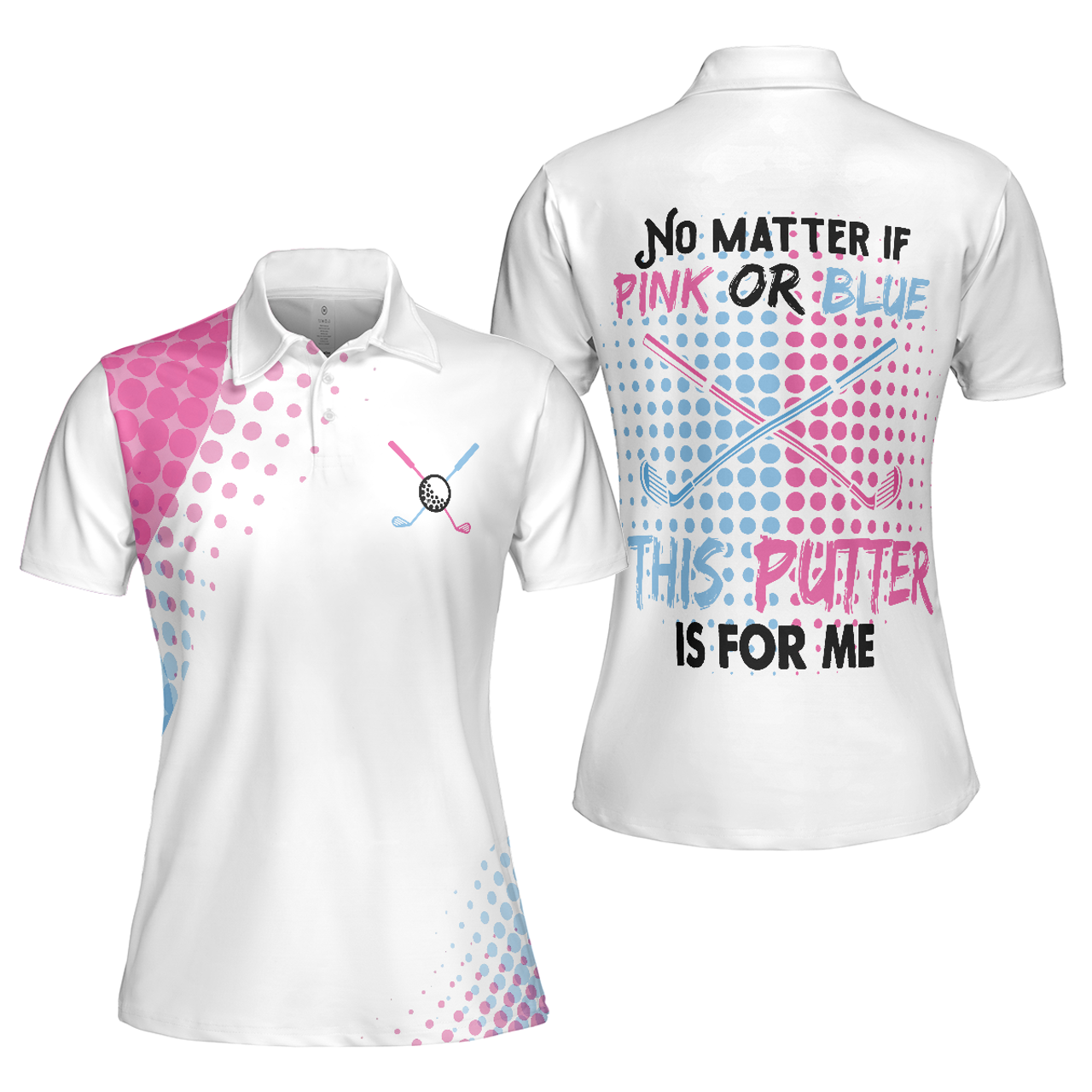 Personalized Women's Golf Shirt Polo - Golf Short Sleeve Putter For Me Pink