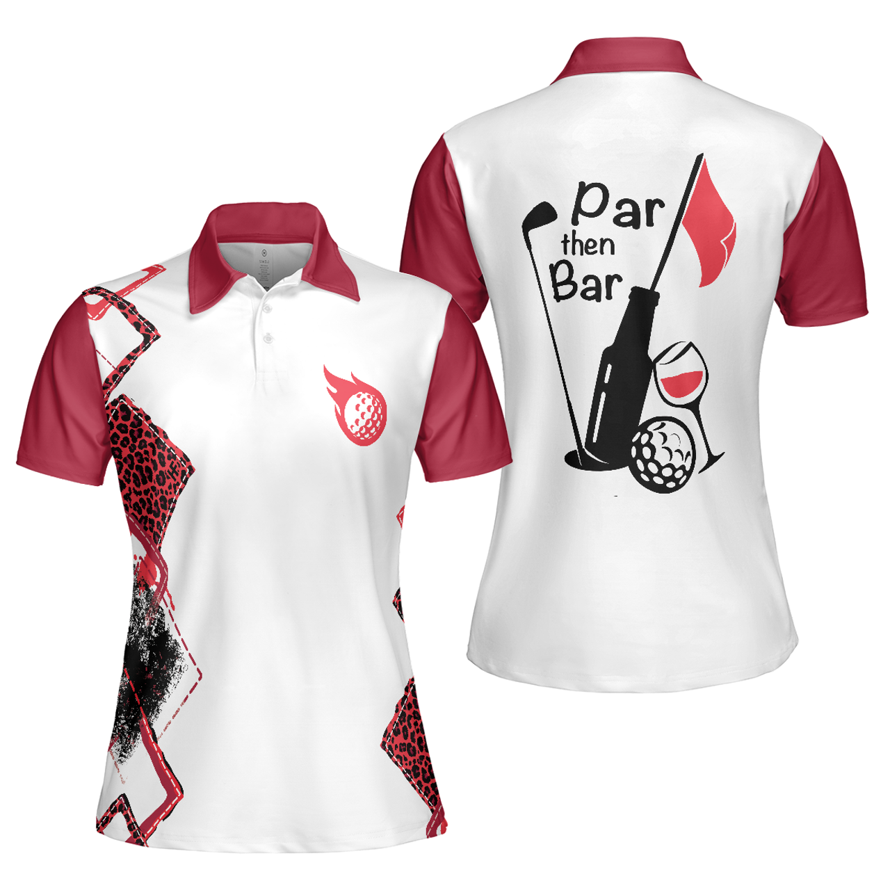 Personalized Women's Golf Shirt Polo - Par Then Bar Golf Short Sleeve