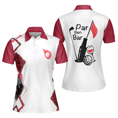 Personalized Women's Golf Shirt Polo - Par Then Bar Golf Short Sleeve