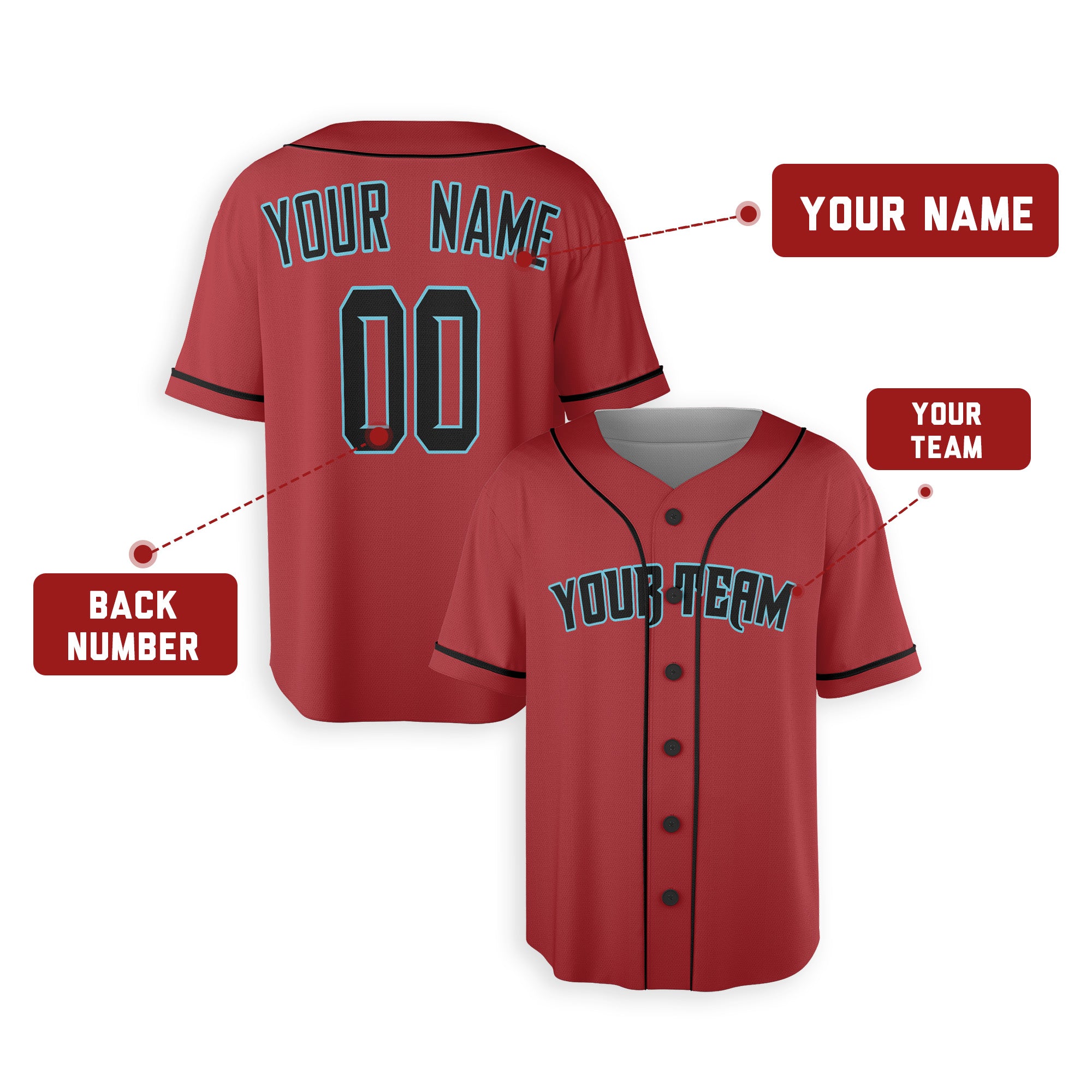 Personalized Phoenix Fan Red Baseball Jersey – Alternate Style Custom Name & Number