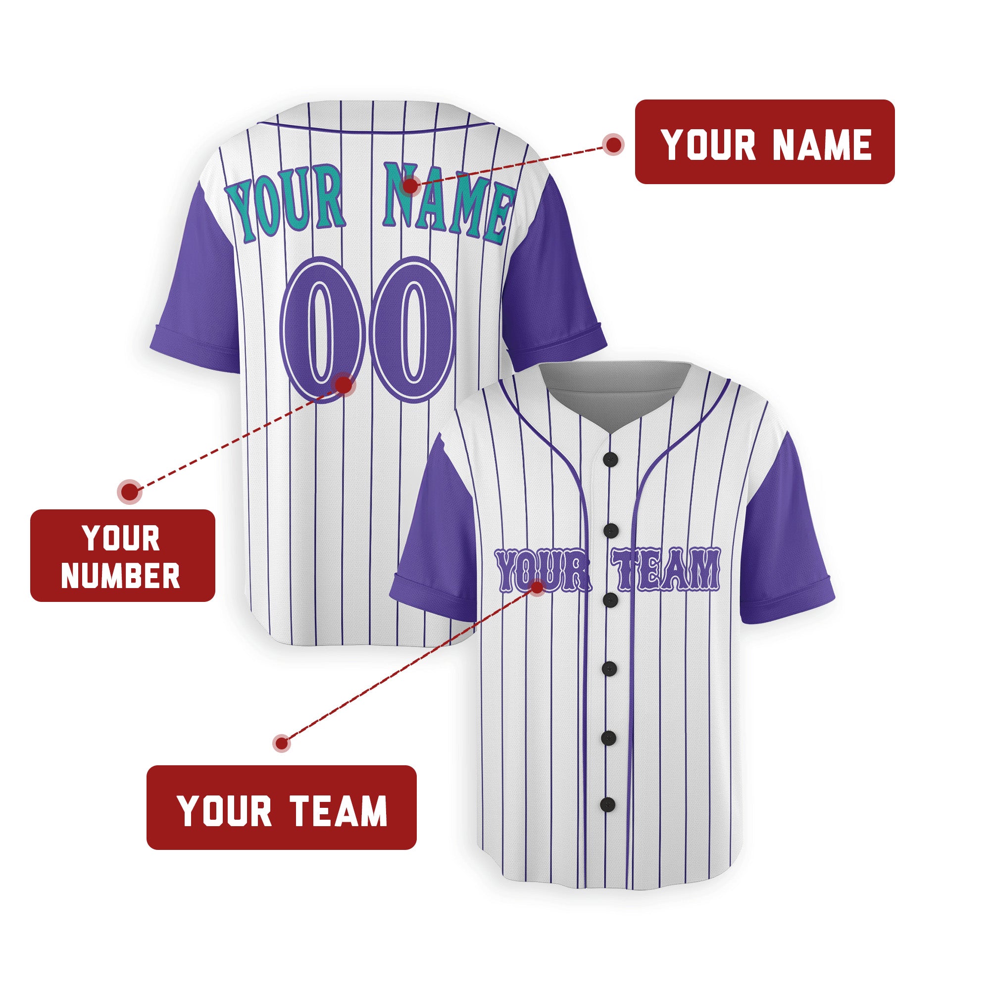 Personalized Phoenix Fan White Purple Baseball Jersey – Heritage Style Custom Name & Number