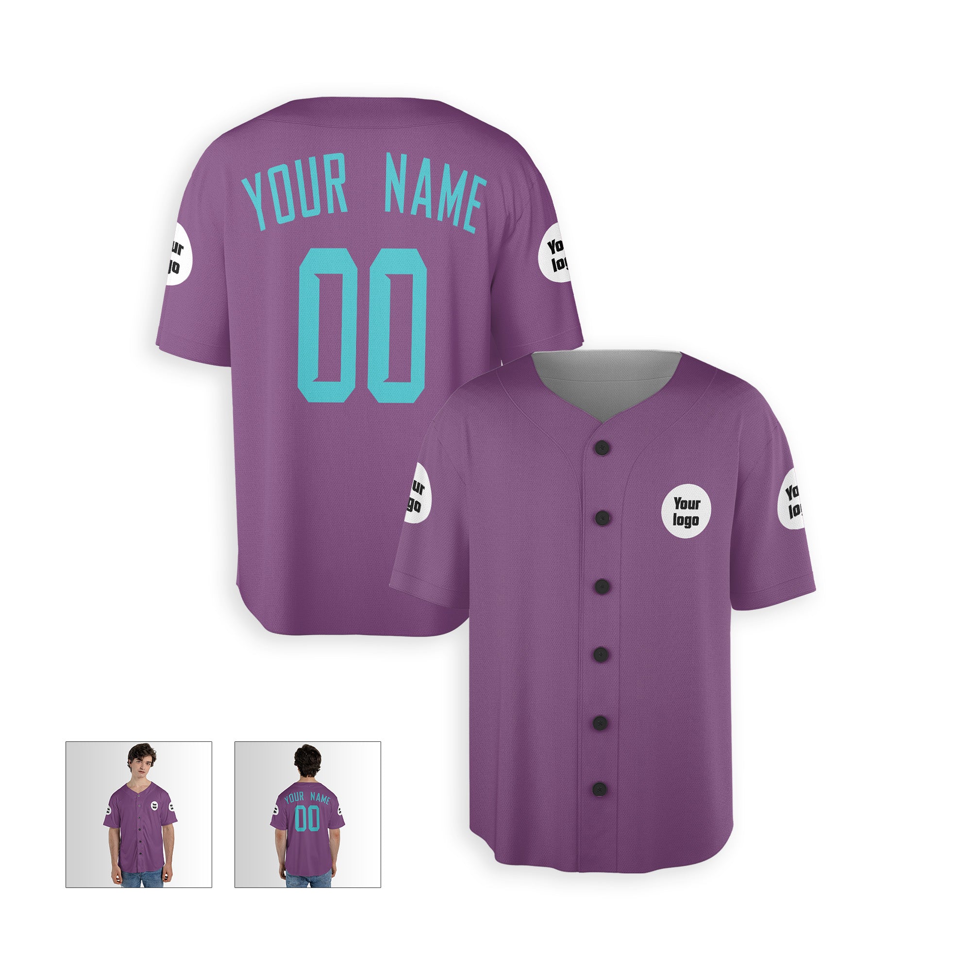 Personalized Phoenix Fan Purple Teal Baseball Jersey – Custom Name & Number