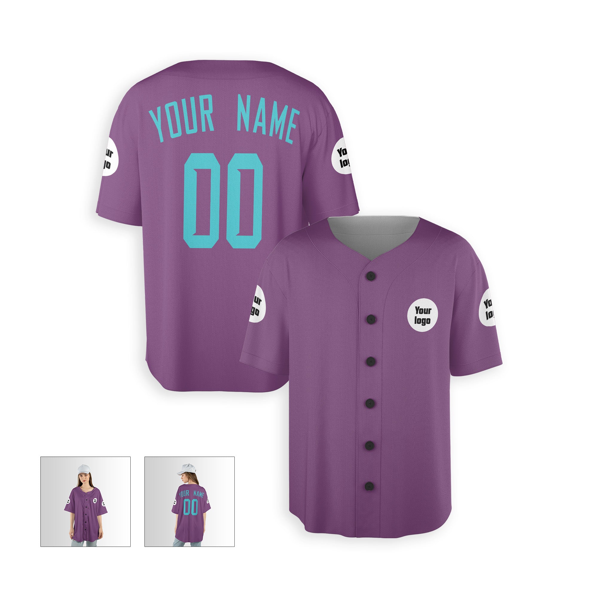 Personalized Phoenix Fan Purple Teal Baseball Jersey – Custom Name & Number