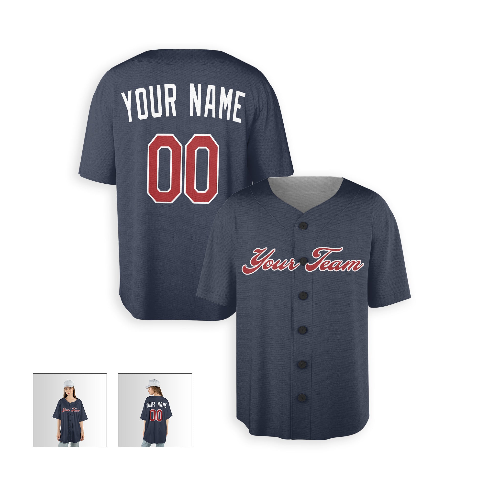 Personalized Atlanta Fan Navy Baseball Jersey – Alternate Style Custom Name & Number